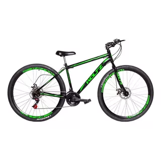 Mountain Bike Woltz Steel Aro 29 17  21v Freios De Disco Mecânico Câmbios Yamada Cor Preto/verde