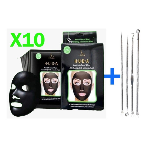 10 Mascarillas Facial Carbón Activado + Kit 4 Saca Comedones Tipo de piel Mixta