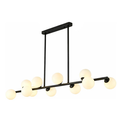 Lampara Colgante Satellite Lineal 10 Luces E27 Luz Desing  Negro