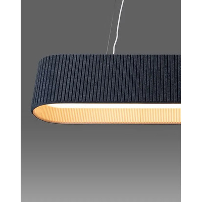 Lampara Colgante Roma Oval Fieltro Acustico 120cm Gris  Gris Oscuro
