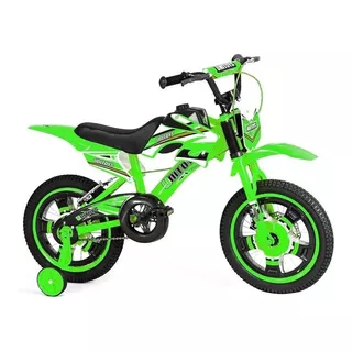 Bicicleta  Cross Infantil Unitoys Moto Cross Aro 16 Freios V-brakes Cor Verde Com Rodas De Treinamento