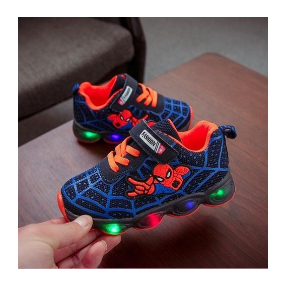 Zapatos Deportivos Transpirables Spider-man Con Luz Led