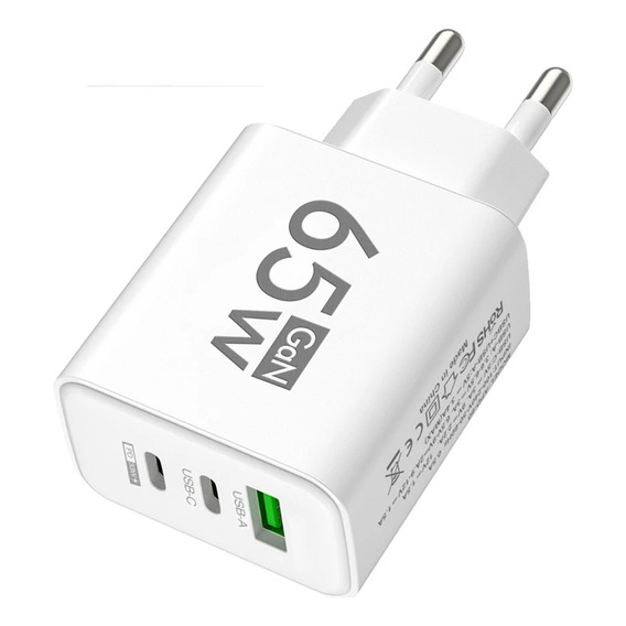 Cargador Adaptador 3 Puerto Usb C 65w Movil Xiaomi Samsung