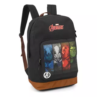 Mochila Escolar Juvenil Masculina Avengers - Marrom