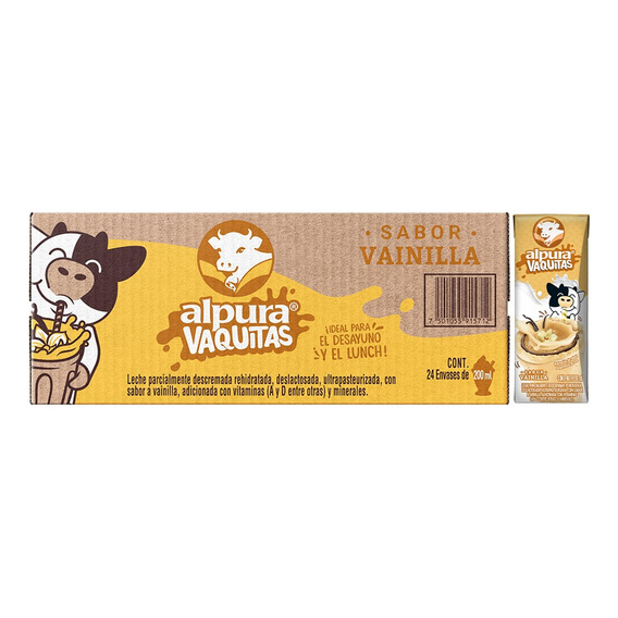 Alpura Vaquitas Leche Saborizada Vainilla 24 Pack De 200 Ml