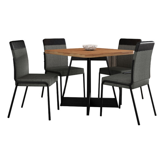 Juego De Comedor Imperial 4 Puestos Mdp 4 Sillas Tapizadas Color Gris