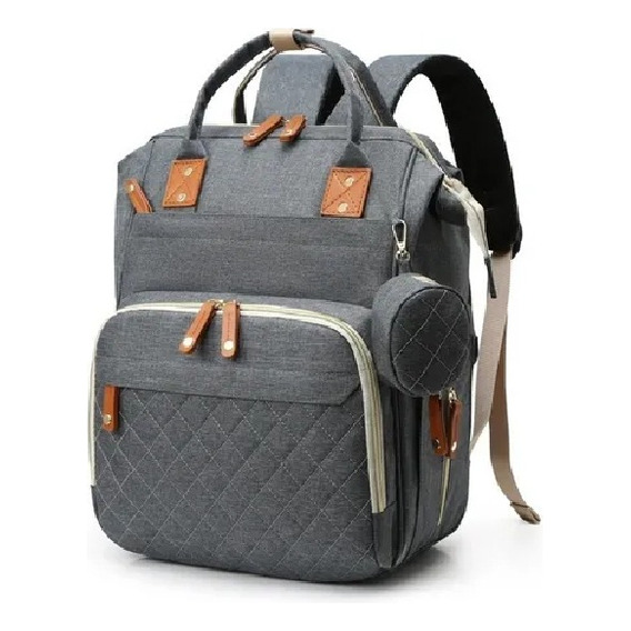 Pañalera Tipo Morral Mochila Con Bolsillos Termicos Usb 9010 Color Gris Oscuro