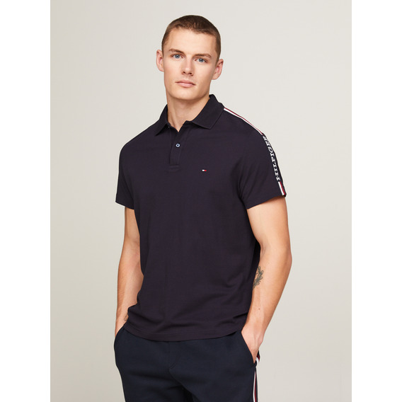 Polo Global Stripe Monotype Azul Tommy Hilfiger