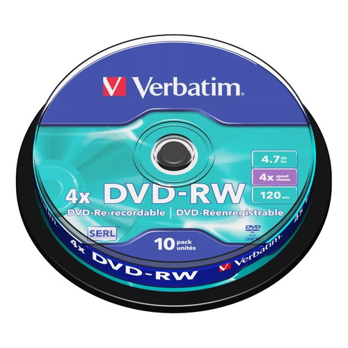 Disco virgen DVD-RW Verbatim de 4x por 10 unidades