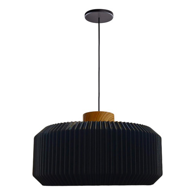 Colgante Teo Negro 40cm Sustentable Con Madera 3d Lmp