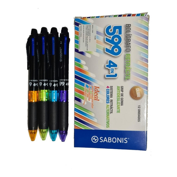 Boligrafo Pluma Retractil 4 Colores Sabonis Fb599 Grip 