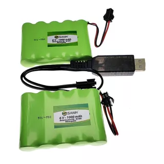 2 Paquetes De 6v P/carrito Rc Y 1 Cargador De Usb