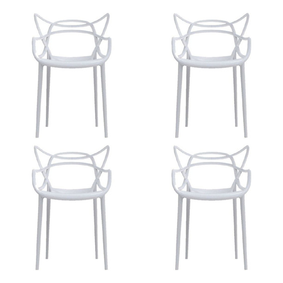 Silla De Comedor Allegra Master Flia Hdc Group, X4 Unidades Color Blanco