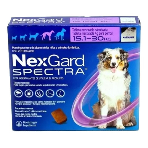 Pastilla antiparasitario Merial NexGard Antipulgas Spectra para perro de 15.1kg a 30kg