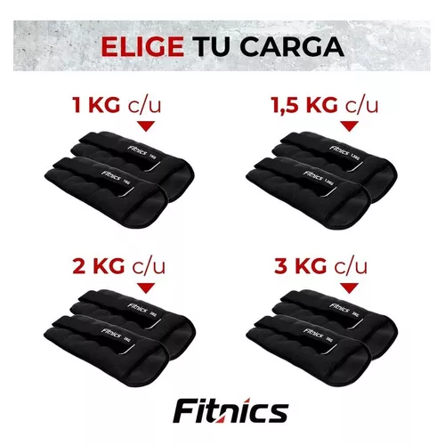 FITNICS Pesas Tobillo Muñeca Tobilleras Set 2 De 1,5kg C/u Total 3kg