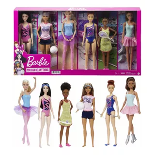 Muñecas Barbie Carrera Set De 6 Muñecas 30cm Original Mattel