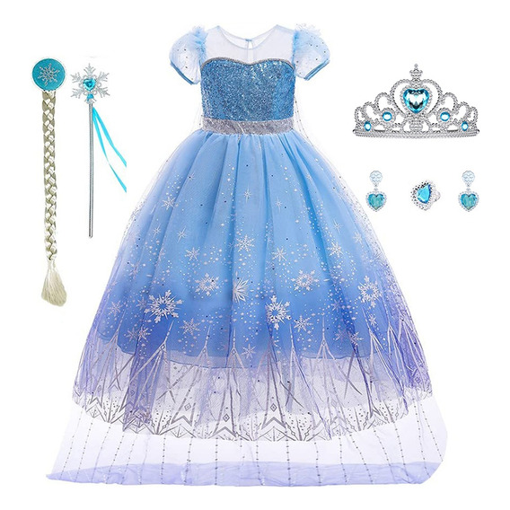 Vestido De Princesa De Elsa, Disfraz De Frozen 2 Diseñopara Niña, Ropa De Halloween, Fiesta O Cosplay, Cumpleaños, Belleza, Vestir Con Accesorios