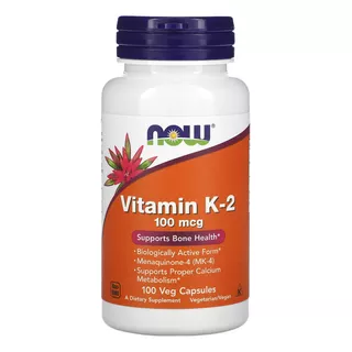 Vitamina K2 100mcg Now Foods 100veg Caps Sabor Sem Sabor