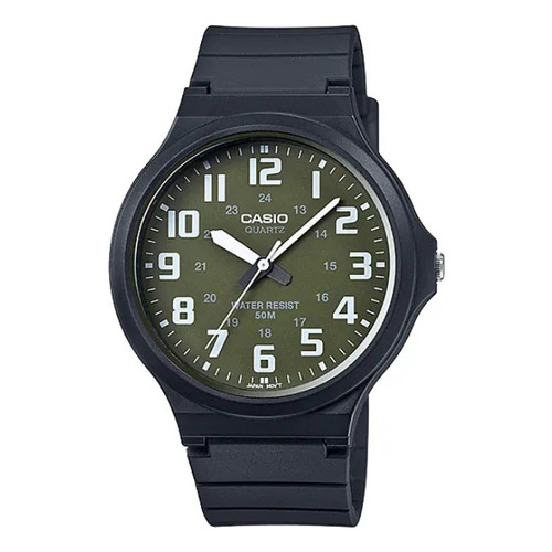 Reloj Casio Hombre Caballero Mw-240 Analogico Correa Caucho Color Del Fondo Verde Oscuro Con Blanco Mw2403b