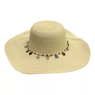 Sombrero Playero De Paja Con Diseño De Cuarzos Para Dama 