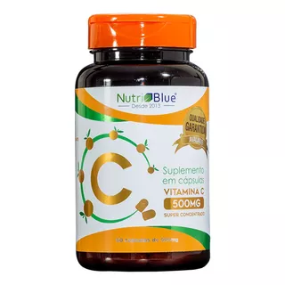 Vitamina C 500mg 100% Puro Frasco Uv Original 60 Caps 1un