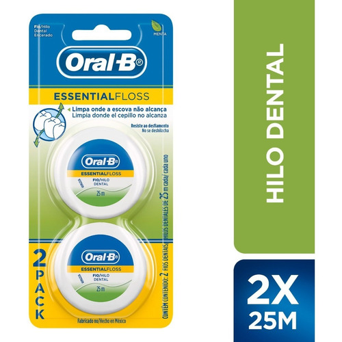 Duo Pack Oral-b Essential Floss Hilo Dental 25m Cu