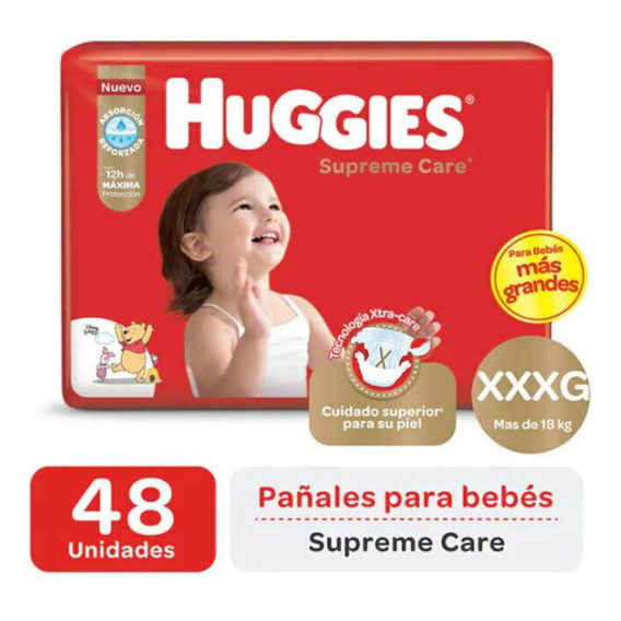 Pañales Huggies Supreme Care tamaño XXXG