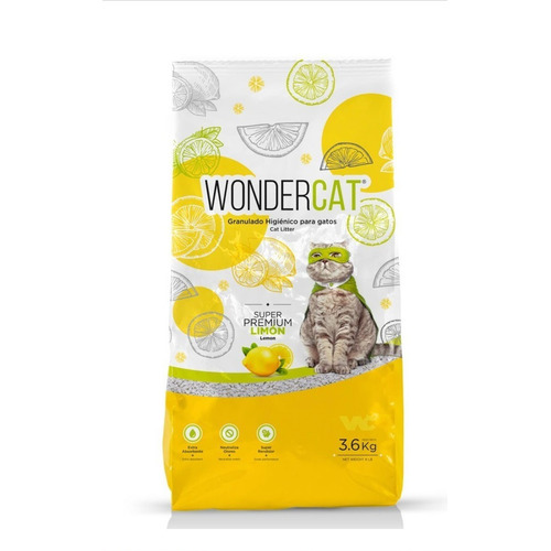 Piedras Para Gatos Wondercat Premium 3.6kg Perfumadas Fragancia Limón