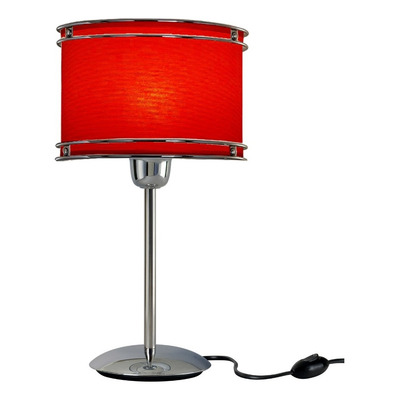 Pack X 2 Lampara Velador Mesa Cromo Pantalla Color Rojo