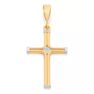 Pingente  De Banhado Ouro Rommanel Unissex Masculino Y Desenho Do Cruz Com 1.9cm De Diâmetro - 4.3cm De Comprimento X 4.3cm De Altura - Dourado/prateado Liso