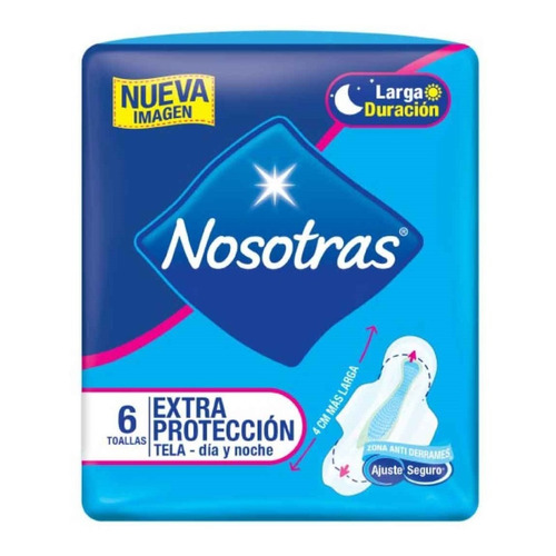 Toallas Nosotras Extra Protección Dia Y Noche 6 Und
