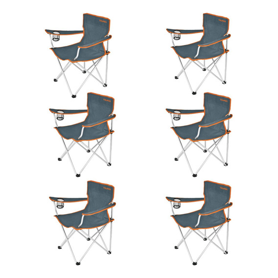 Silla Plegable Para Playa Y Camping X6 Unidades Truper 61025 Color Gris