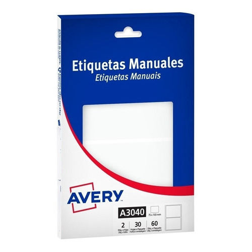 Etiquetas Avery Rectangular 75,0 X103,0 Mm. 3040 Color Blanco