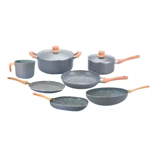 Set X 9 Piezas Ollas Sarten Bifera Wok Jarro Granito Hudson