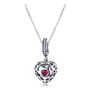 Plata 925 Collar Mujer Dije Charm Cristal Austriaco Corazon