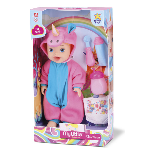 Muñeca Con Pijama Unicornio En Pañales Divertoys Full