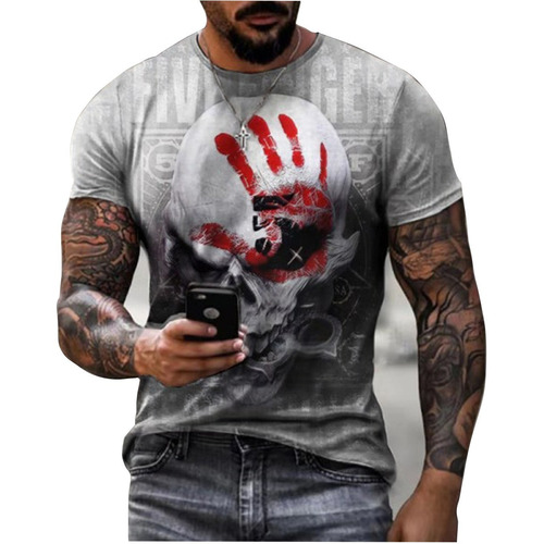 Camiseta Estampada En 3d Para Hombre Camiseta Con Calavera D 