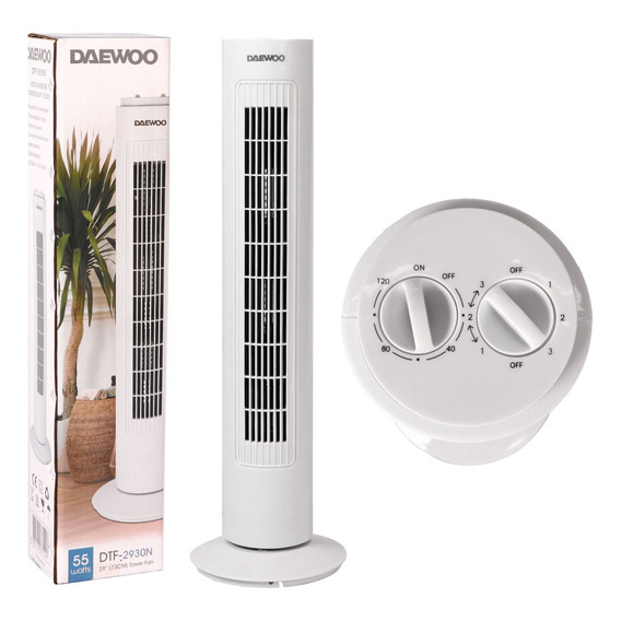 Ventilador Torre Daewoo 73cm 3 Vel Potente 55w Supersilencio