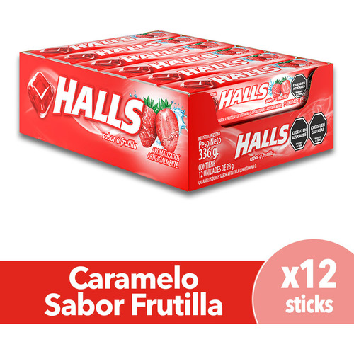 Pastillas Halls Frutilla Sin Azucares X12 U