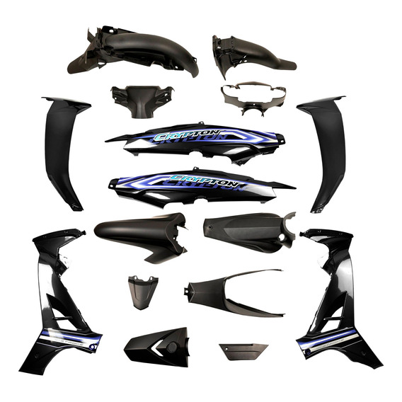 Kit De Plasticos Completo Para Yamaha Crypton T110 Negro Mtc