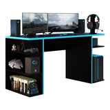 Escritorio Gamer Madesa Mesa Para Computador Gamer 9409 Mdp De 136cm X 75cm X 60cm Negro Y Azul