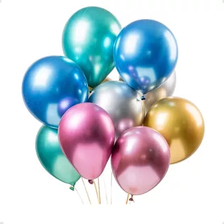 25 Balão Metalizado Bexiga Decoração Festa Presente Nº10 