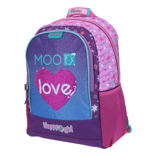 Mochila Grande Chenson Primaria Happy Girl Porta Tablet Color Violeta