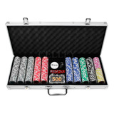 Conjunto Jogo Poker De Mesa Dados 500 Fichas C/ Numeração