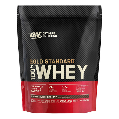 Proteína On Gold Standard 100% Whey X 1.5 Lb Sabor Chocolate Sabor Double Rich Chocolate