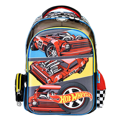 Mochila Hot Wheels Escolar Para Niño Acabado 3d Color Rojo Diseño de la tela Liso