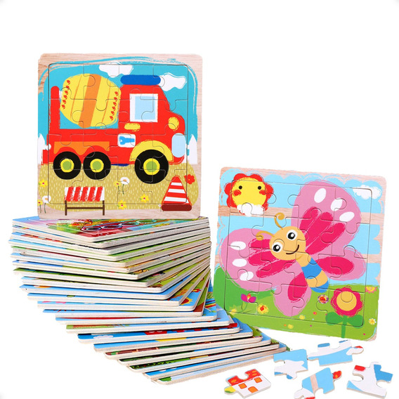 Rompecabezas Madera Para Niños. Pack 10puzzles