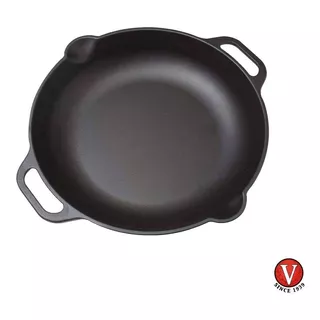 Paellera Sarten Wok 13 Hierro Fundido Esmaltado Victoria Color Negro