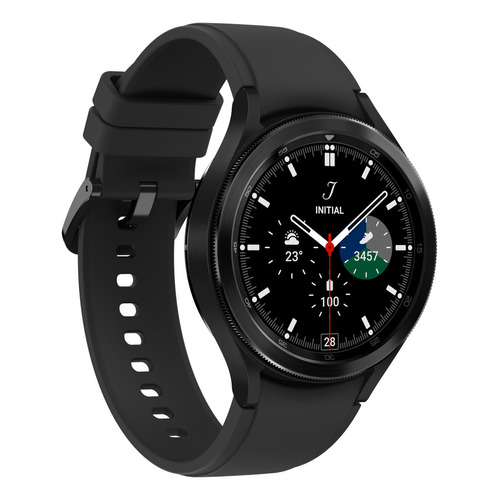 Samsung Galaxy Watch4 Classic (Bluetooth) 1.4" caja 46mm de  acero inoxidable  black, malla  black de  fluoroelastómero y bisel  black de  acero inoxidable SM-R890