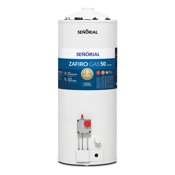 Termotanque Multigas Señorial Zafiro 50 Litros Color Blanco